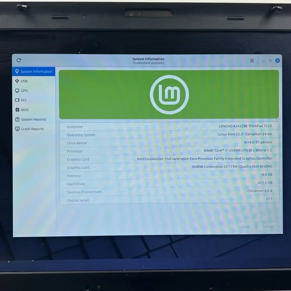 Lenovo ThinkPad T520 Intel i7-2640M 8GB 320GB HDD Linux Mint OS w/ Charger|ELP85